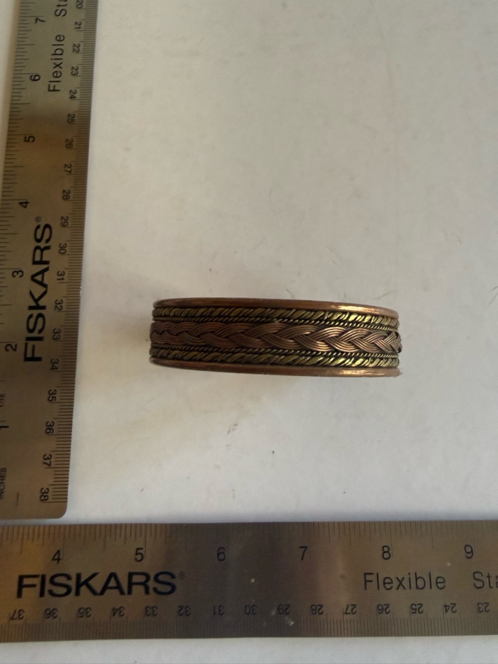 Braided Cuff Bracelet in Antique Copper with Brass Accents